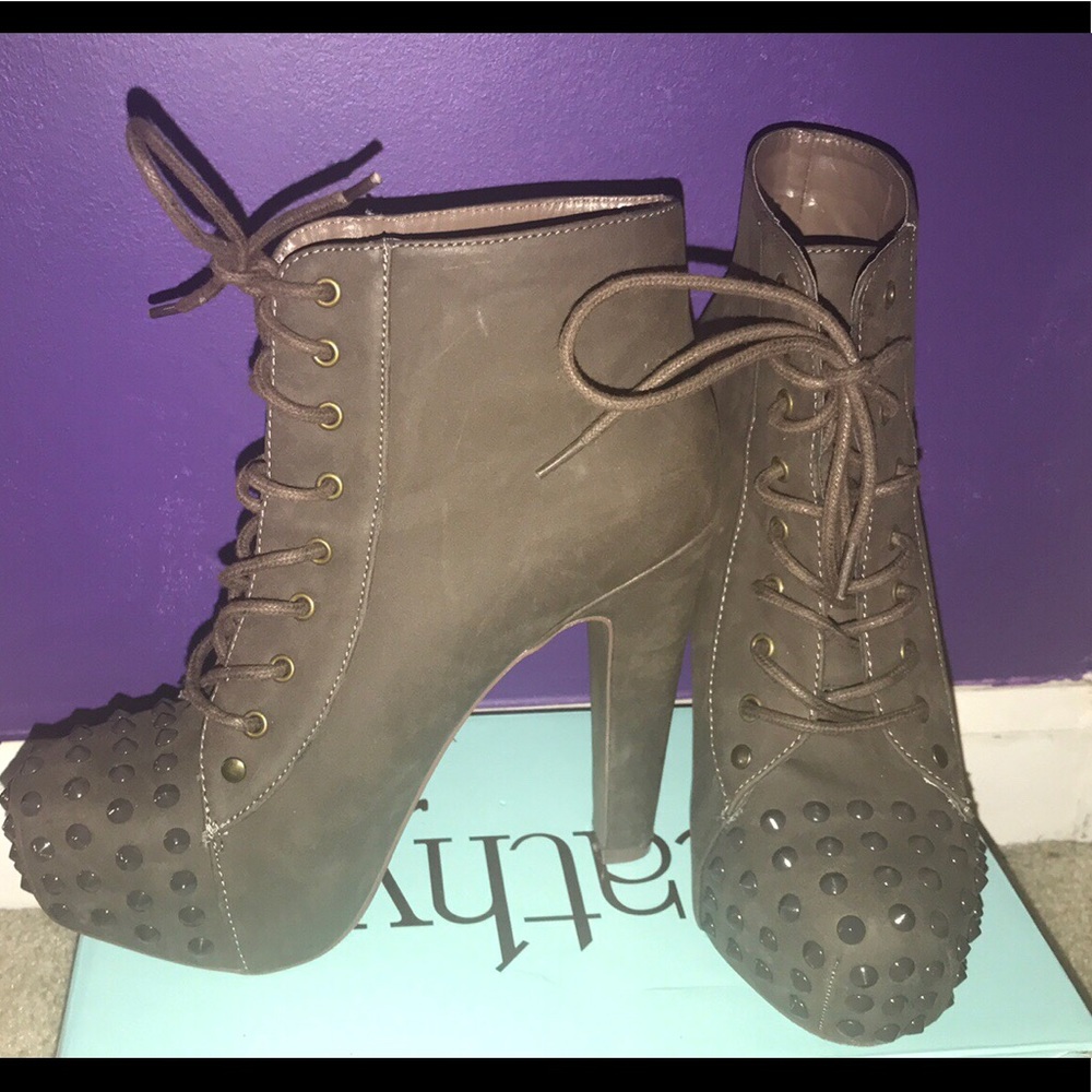 Olive Green Studded Heels